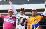 Le podium final du Tour de Catalogne 2007: Rogers, Karpets, Menchov